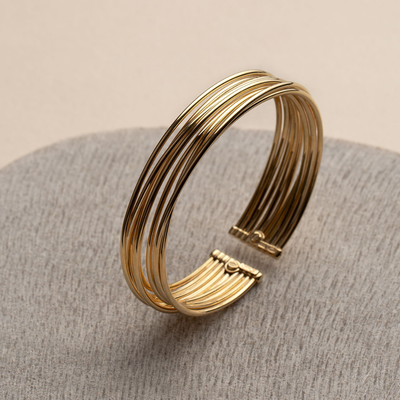 Gold Multi Strand Cuff Bangle