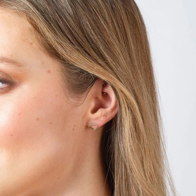 Gold Heart Infinity Stud Earrings 