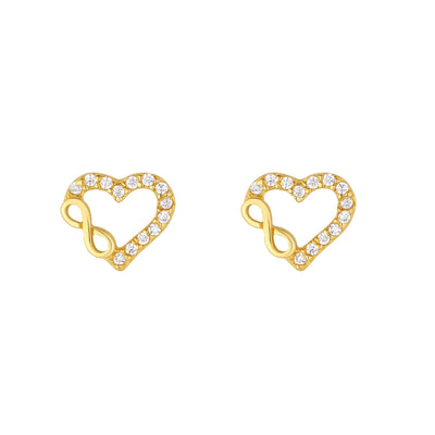 Gold Heart Infinity Stud Earrings 