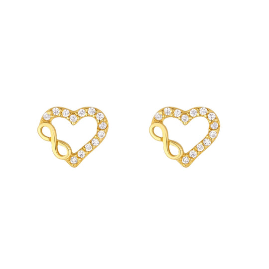 9ct Gold Heart Infinity Stud Earrings