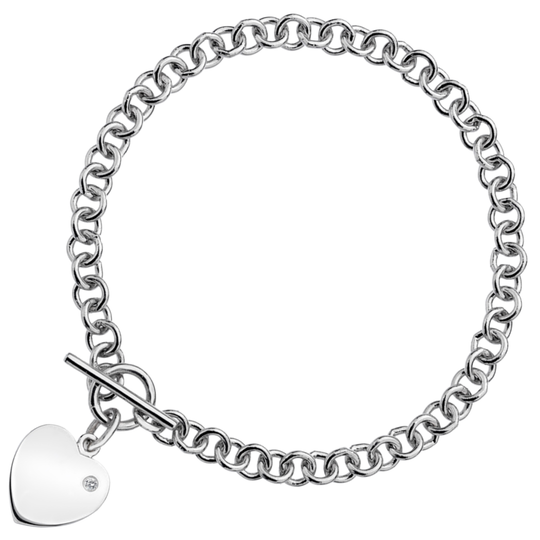 Sterling Silver Heart Link Bracelet