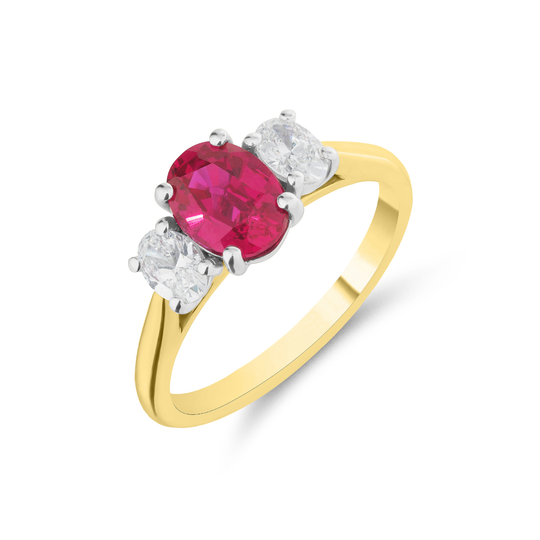 9ct Oval Ruby & Lab Diamond Ring
