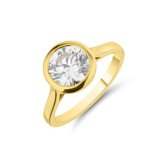 9ct Gold 2.07ct Diamond Bezel Solitaire Ring