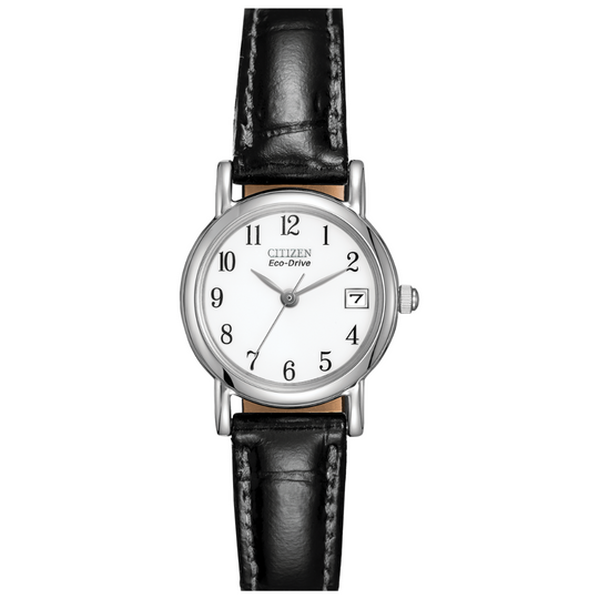 Ladies' Citizen Black Strap White Dial Watch