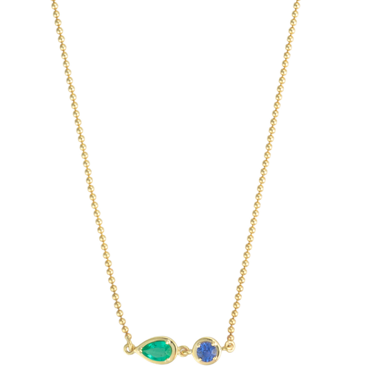 9ct Gold Showstopper Emerald & Sapphire Necklace