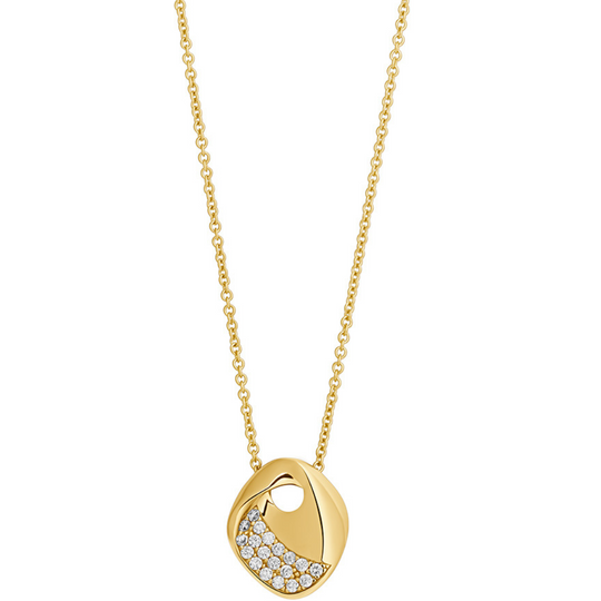 Gold CZ Button Pendant