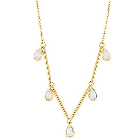 Gold Pear Cut Charm Necklace