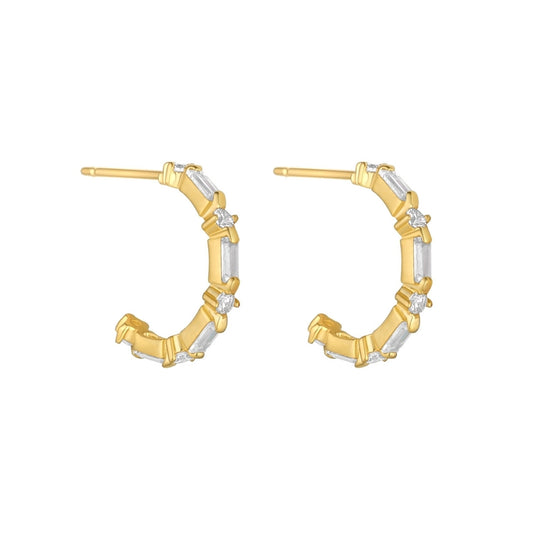 9ct Yellow Gold Sparkle Hoops