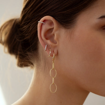 9ct Yellow Gold Sparkle Hoops