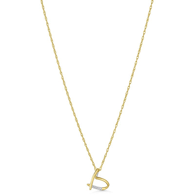 Yellow gold diamond heart pendant