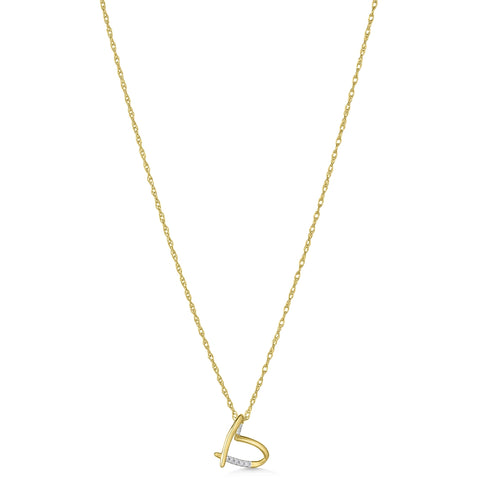 Yellow gold diamond heart pendant