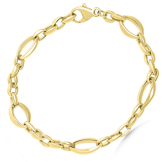9ct Gold Open Oval & Belcher Link Bracelet