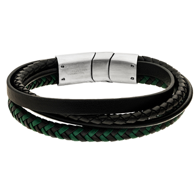 
Gent's Steelwear Green and Black Multi Strand Leather Bracelet
