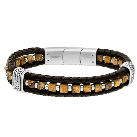 Steelwear Braided Leather & Natural Stone Bracelet