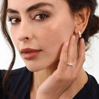 channel set bagueet hoop earrings