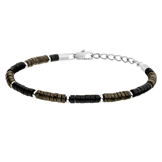Steelwear Onyx & Pyrite Beaded Bracelet