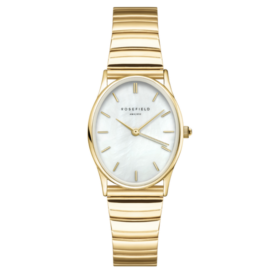 Rosefield Oval Pearl Gold Bracelet Watch