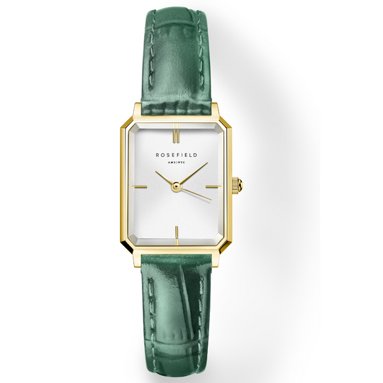 Rosefield Octagon XS Emerald Leather Watch