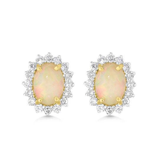 9ct Opal & Diamond Earrings