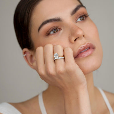 Model wearing Oval Cut Diamond Band