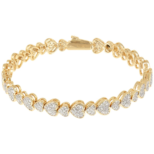 Gold Pavé Heart Cubic Zirconia Bracelet