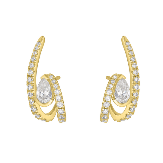 18ct Pear Cut Diamond Cuff Studs