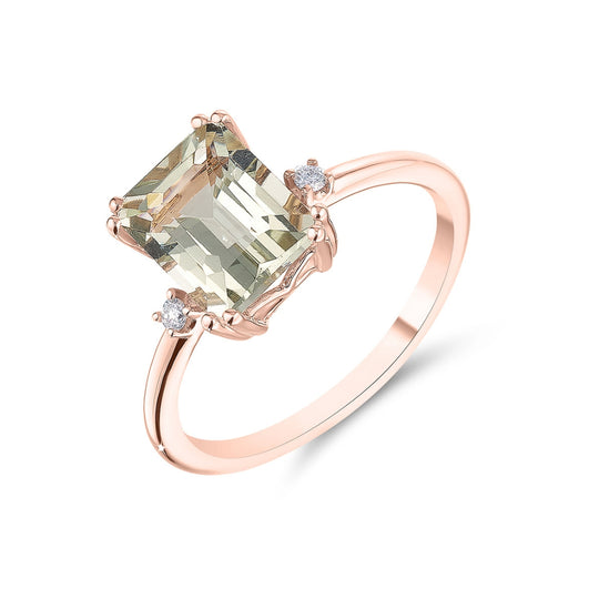 Rose Gold Green Amethyst Ring