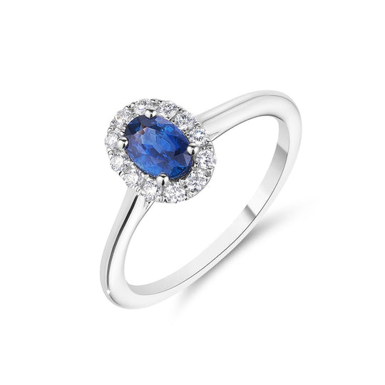 White Gold Sapphire Halo Ring