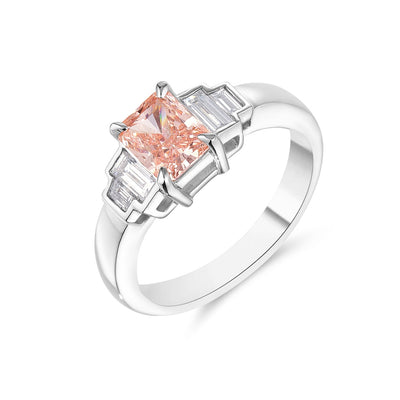 Radiant Cut Pink Lab Grown Diamond Ring