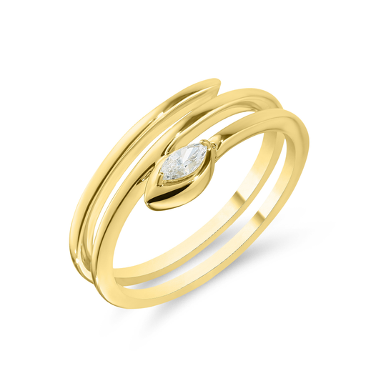 9ct Gold Marquise Diamond Wrap Ring