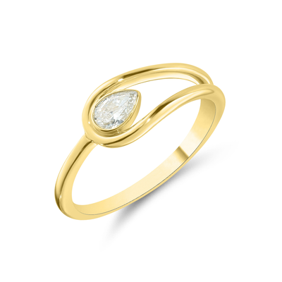 9ct Yellow Gold in Pear-Shaped Diamond Flow Ring