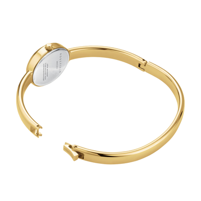 Gold bracelet on a white background