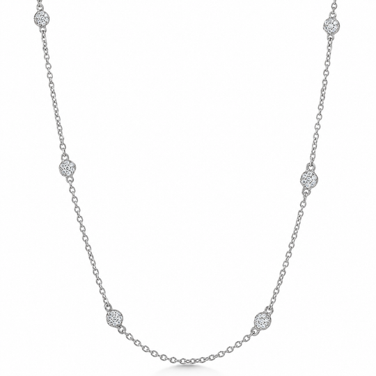 Silver Cluster CZ Necklace