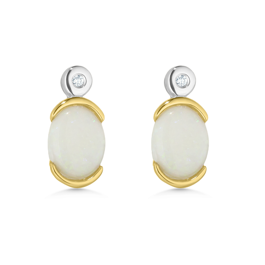 Silver & Gold Opal Stud Earrings