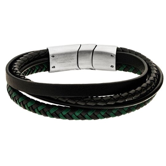 Gent's Steelwear Miami Green Multi Strand Leather Bracelet