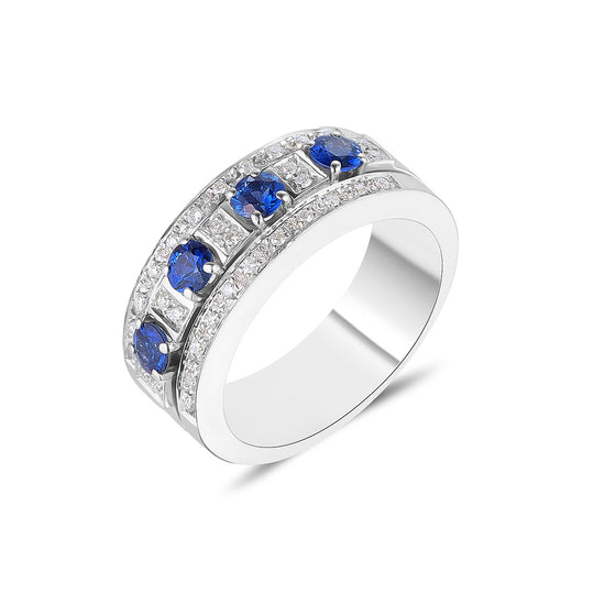 White Gold Sapphire & Diamond Ring