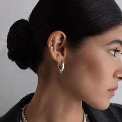 Silver Angular Hoop Earrings
