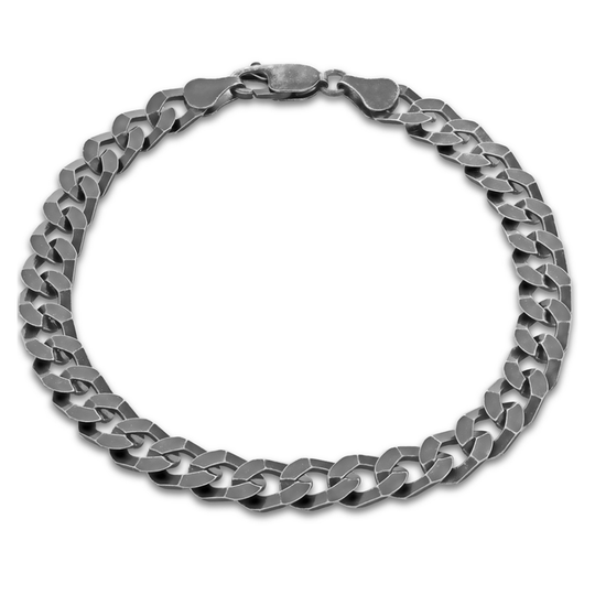 Silver Black Rhodium Curb Link Bracelet