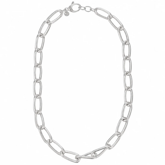 Silver Bold Paper Link Necklace