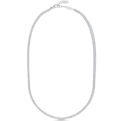 Silver necklace on a white background