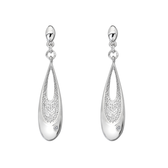 Silver Diamond Teardrop Earrings