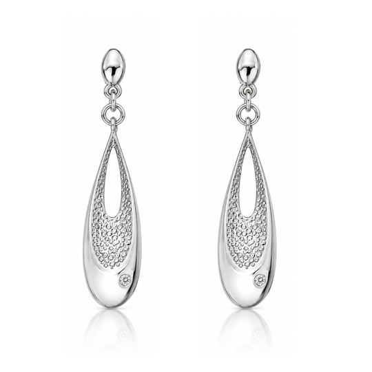 Silver Diamond Teardrop Earrings