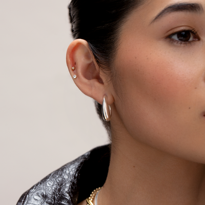 Silver Domed Hoops modelled