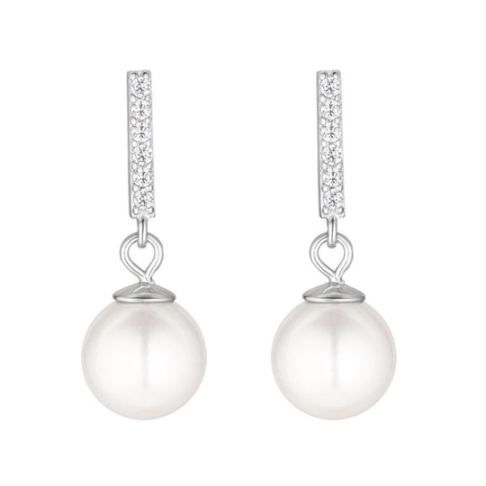 Silver Drop Pearl Earrings