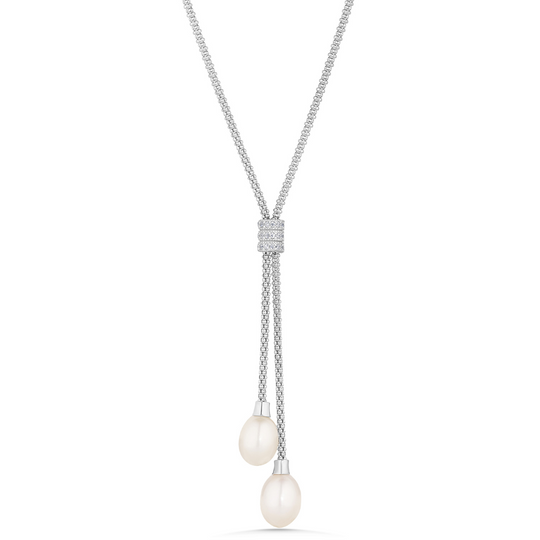 Silver Duo CZ Drop Pendant