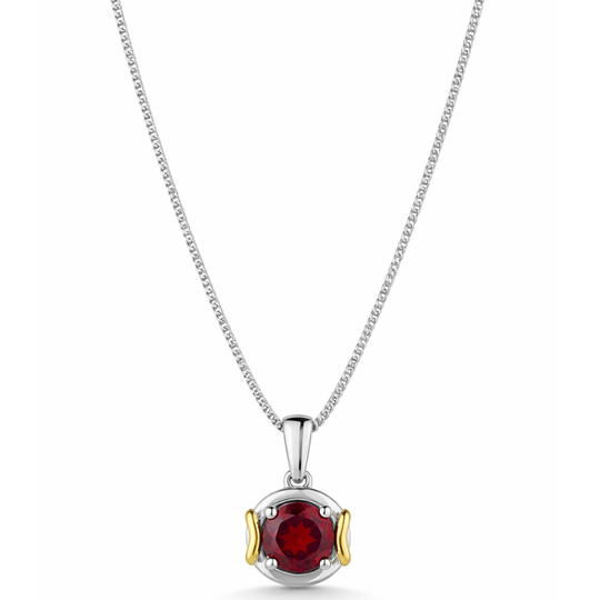 Silver & Gold Garnet Pendant