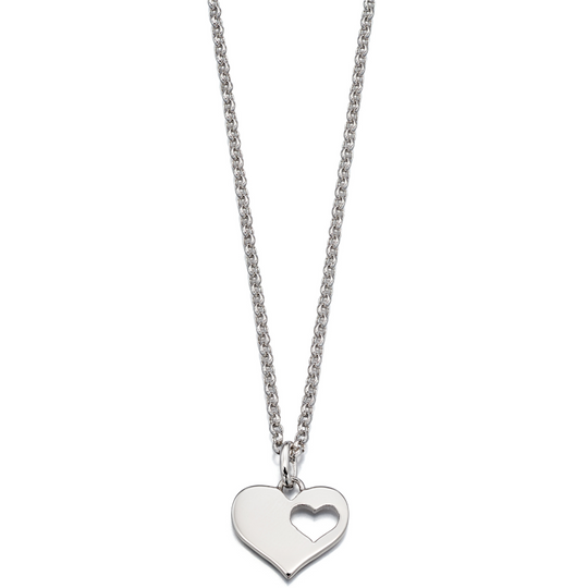 Silver Heart Within A Heart Pendant