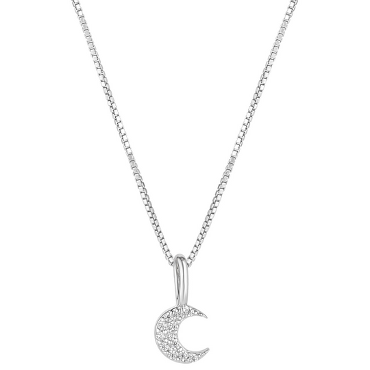 Sterling Silver Moon CZ Pendant