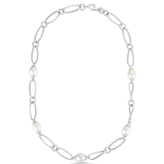 Silver Pearl Statement Necklace