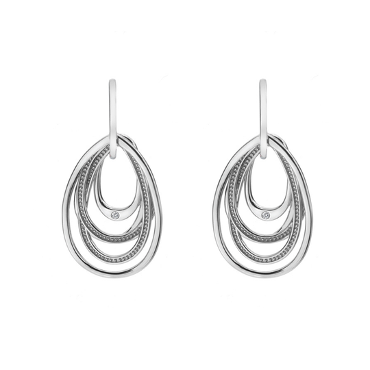 Silver Sculptural Oval Hoops